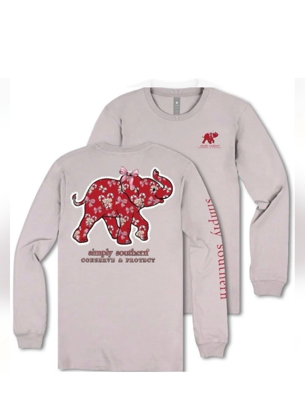 Rare! Simply Southern Elephant Tracker Holiday Long Sleeve Tee XL NWT